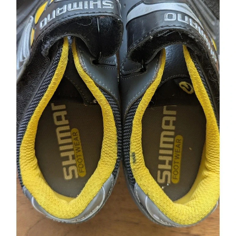 7 Womens EUC Vtg 2002 Shimano‎ SH-M038 Cycling Shoes Grey Yellow MTB Bike 2 Bolt